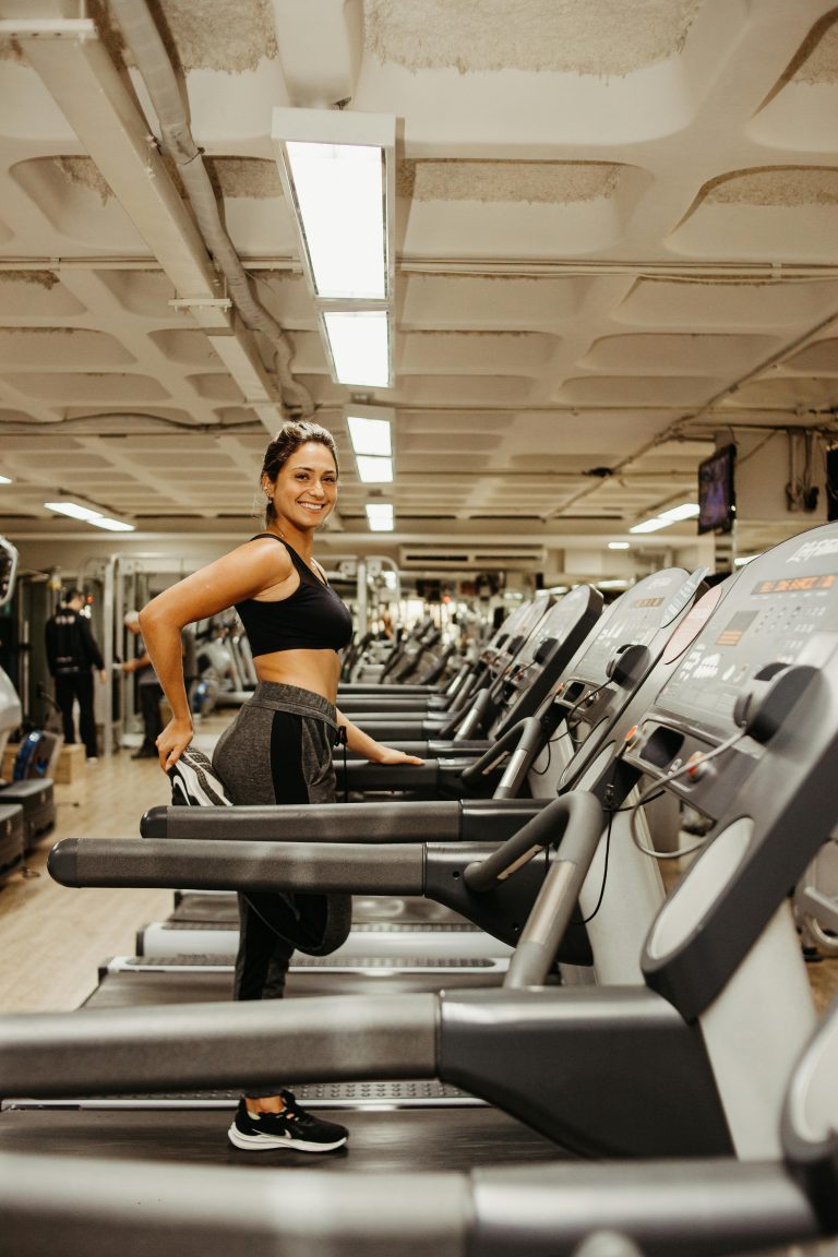 woman running on a treadmil