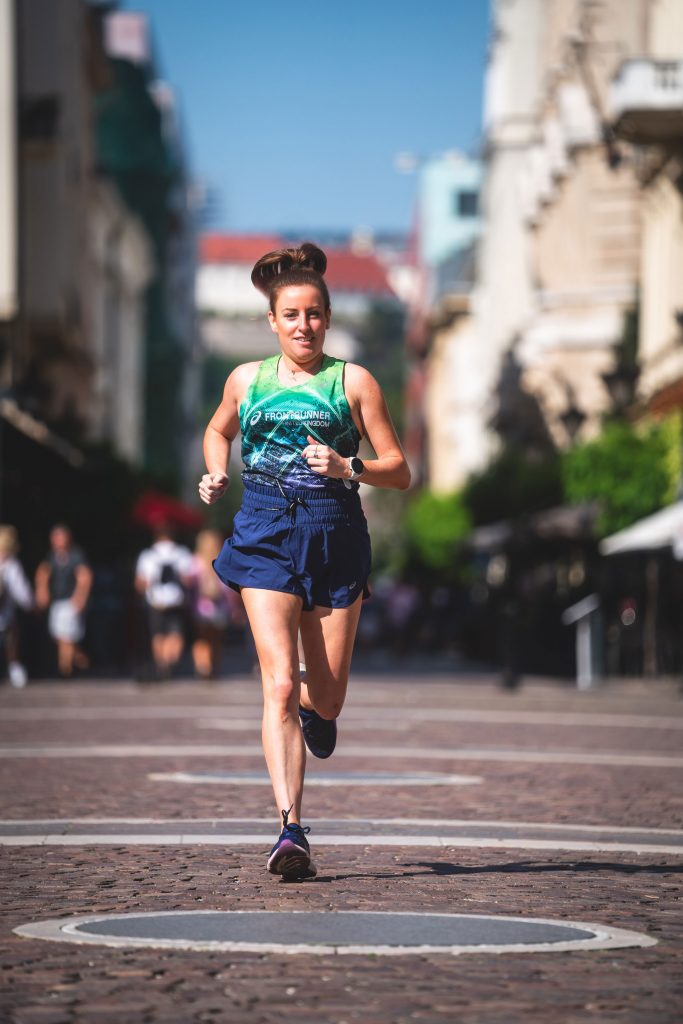 female runner in Budapest