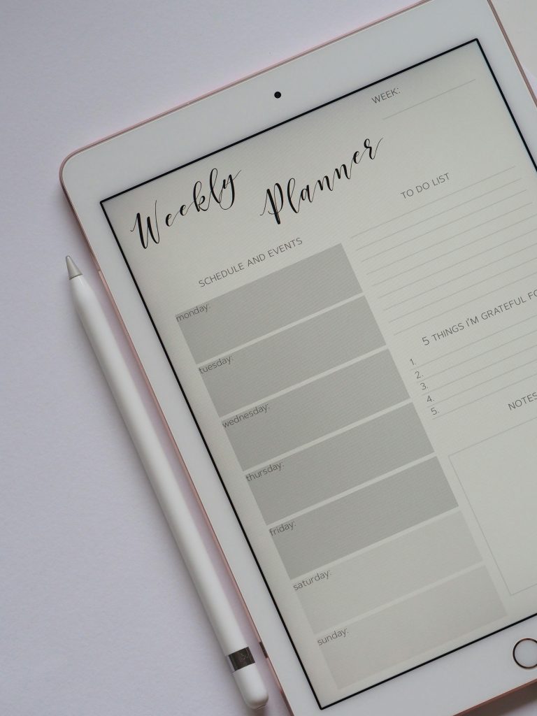 weekly planner on iPad