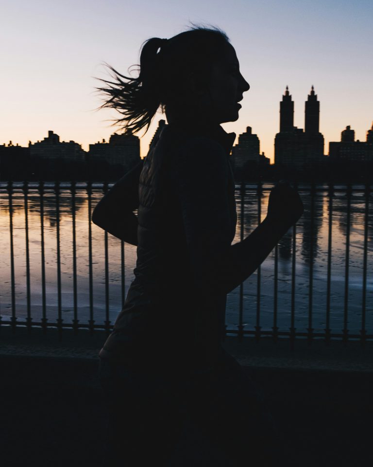 woman running at night