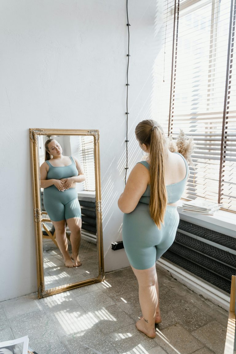 lady looking in mirror