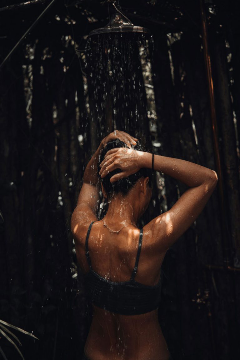 woman in shower