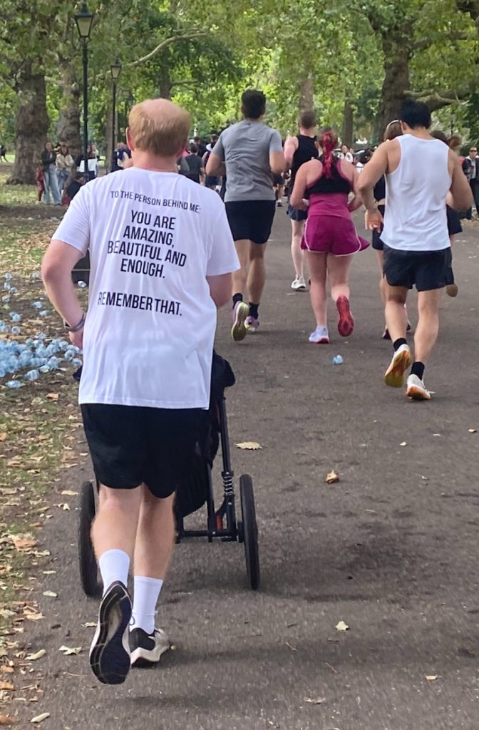 Buggy runner running Battersea Half Marathon